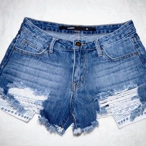 harper tribal pocket denim shorts